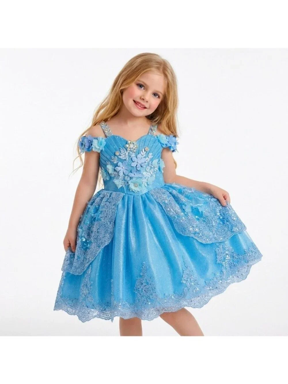 Cinderella Inspired Party Dress with Train, 2-in-1 Design, and Corset Back